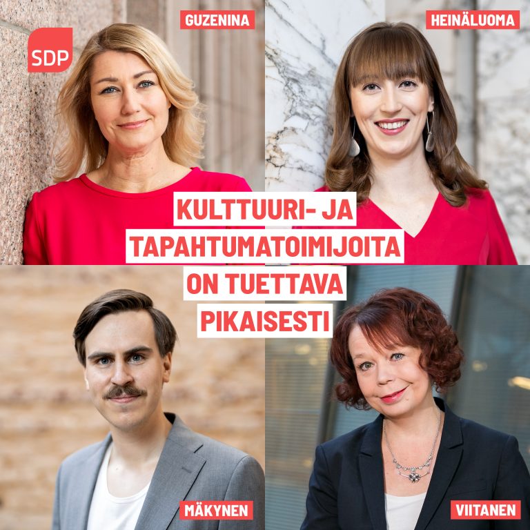SDP:n kansanedustajat: Kulttuuri- ja tapahtumatoimijoita on tuettava pikaisesti