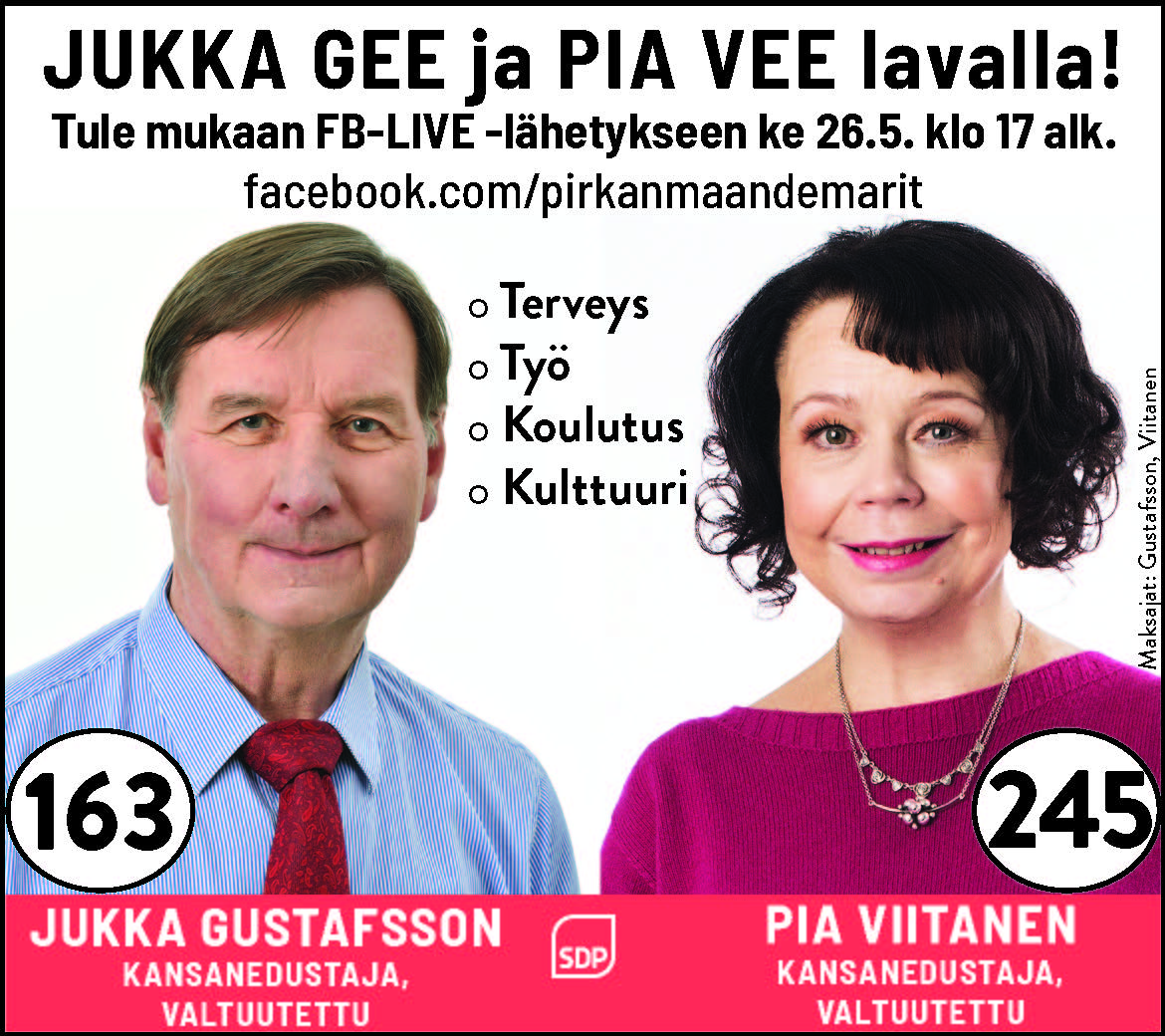 Jukka Gee ja Pia Vee lavalla ke 26.5.2021 klo 17.