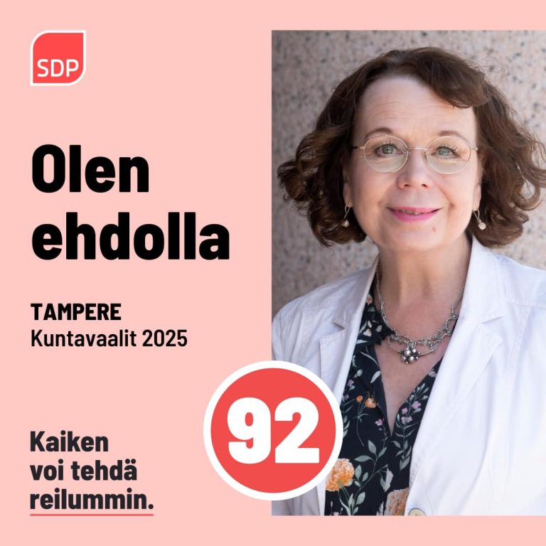 Olen ehdolla kuntavaaleissa Tampereella nro 92