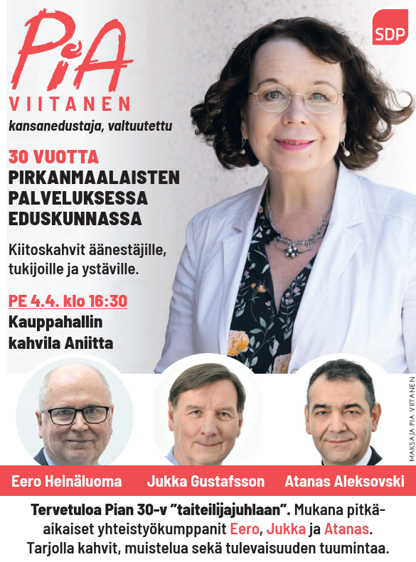 30 vuotta eduskunnassa – kiitoskahvit pe 4.4