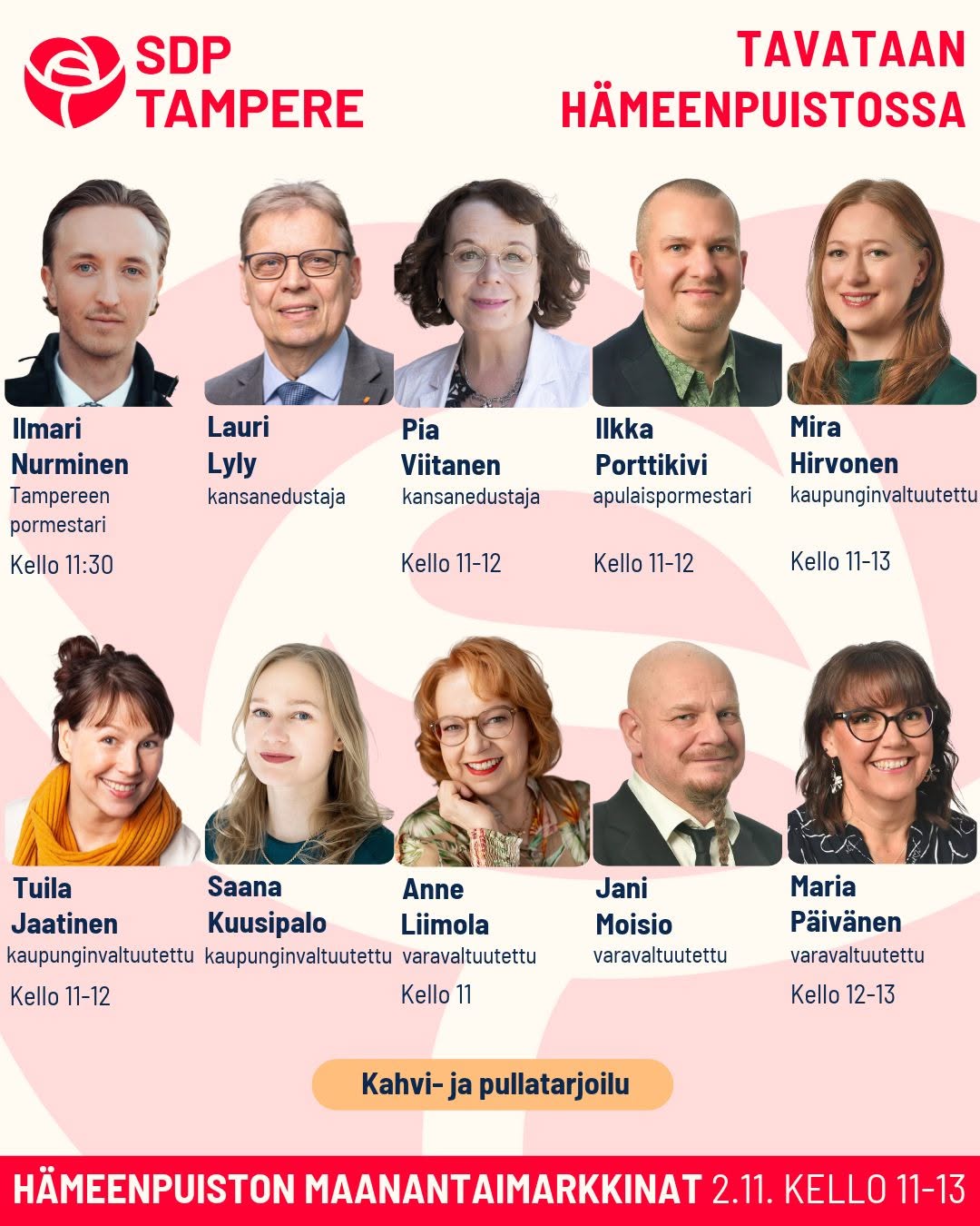 Tavataan Hämeenpuiston maanantaimarkkinoilla 2.11.2026